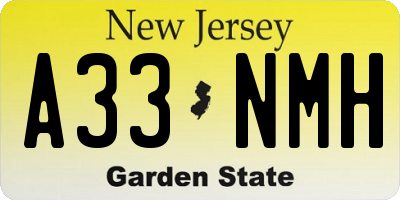 NJ license plate A33NMH
