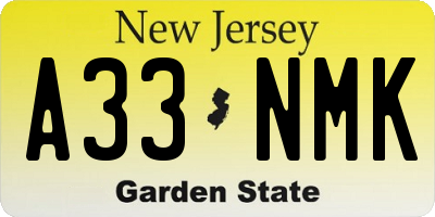 NJ license plate A33NMK