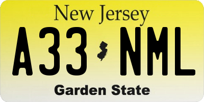 NJ license plate A33NML