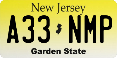 NJ license plate A33NMP