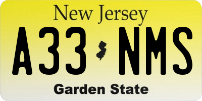 NJ license plate A33NMS