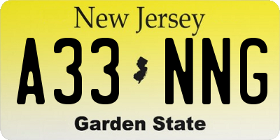 NJ license plate A33NNG