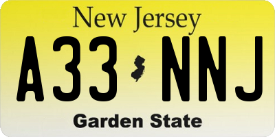 NJ license plate A33NNJ