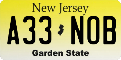 NJ license plate A33NOB