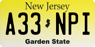 NJ license plate A33NPI