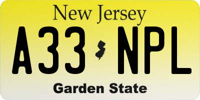 NJ license plate A33NPL