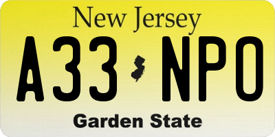NJ license plate A33NPO