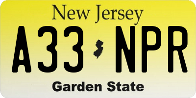 NJ license plate A33NPR