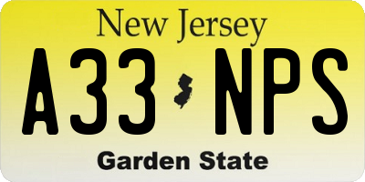 NJ license plate A33NPS