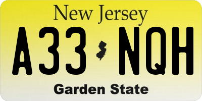 NJ license plate A33NQH