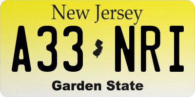 NJ license plate A33NRI