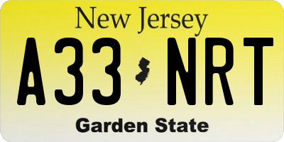 NJ license plate A33NRT