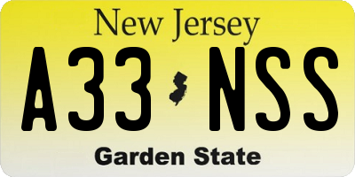 NJ license plate A33NSS