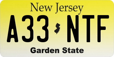 NJ license plate A33NTF