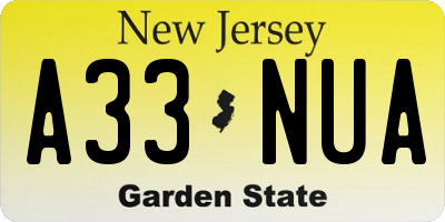NJ license plate A33NUA