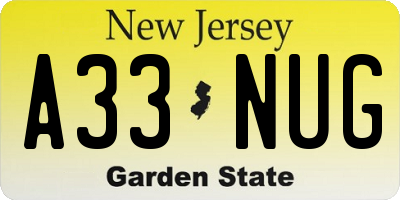 NJ license plate A33NUG