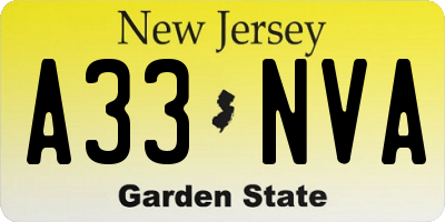 NJ license plate A33NVA