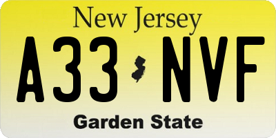 NJ license plate A33NVF