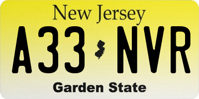 NJ license plate A33NVR