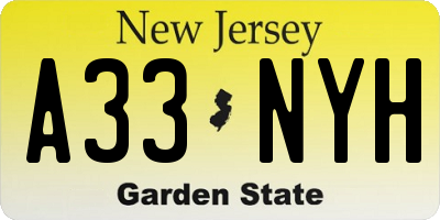 NJ license plate A33NYH