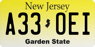 NJ license plate A33OEI