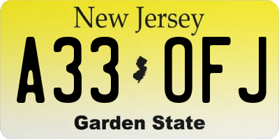 NJ license plate A33OFJ