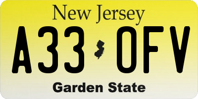 NJ license plate A33OFV