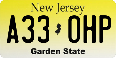 NJ license plate A33OHP