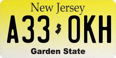 NJ license plate A33OKH