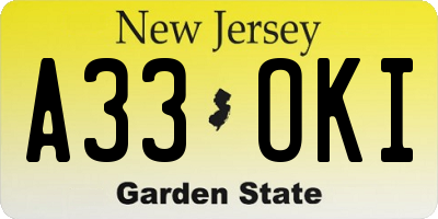 NJ license plate A33OKI
