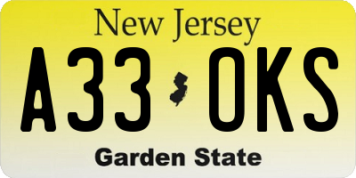 NJ license plate A33OKS