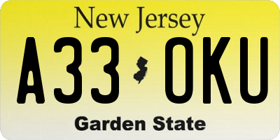 NJ license plate A33OKU