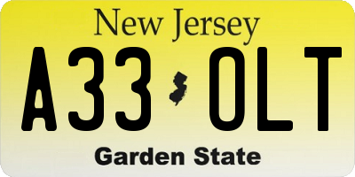 NJ license plate A33OLT