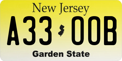 NJ license plate A33OOB
