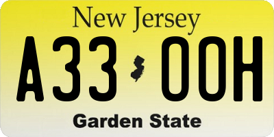 NJ license plate A33OOH