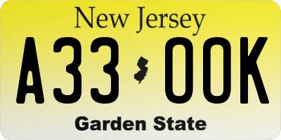 NJ license plate A33OOK