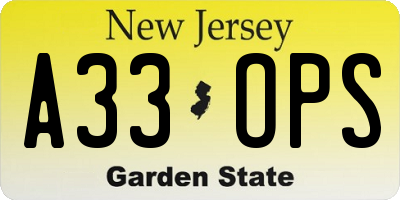 NJ license plate A33OPS