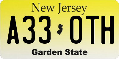 NJ license plate A33OTH