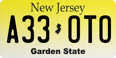 NJ license plate A33OTO