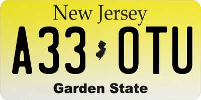 NJ license plate A33OTU