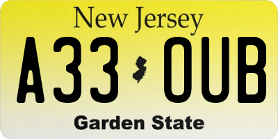 NJ license plate A33OUB