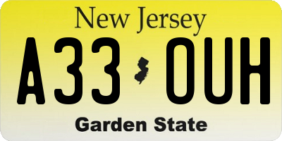 NJ license plate A33OUH