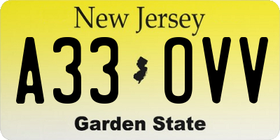 NJ license plate A33OVV