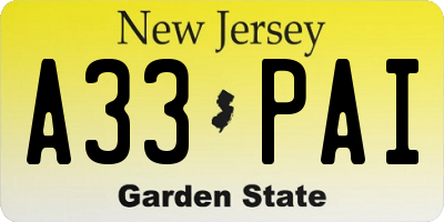 NJ license plate A33PAI
