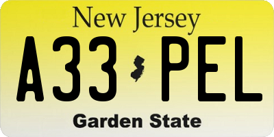 NJ license plate A33PEL