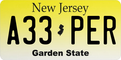 NJ license plate A33PER