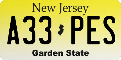 NJ license plate A33PES