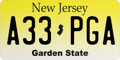 NJ license plate A33PGA