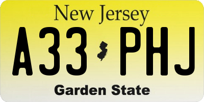 NJ license plate A33PHJ