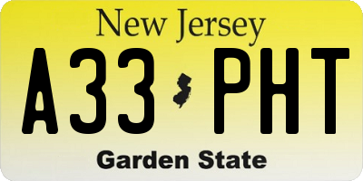 NJ license plate A33PHT